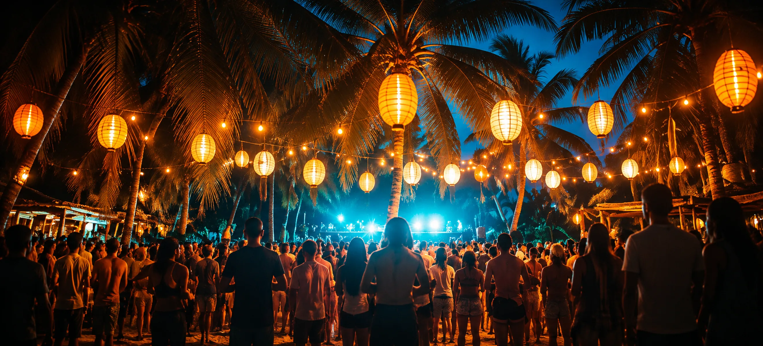 Colorful lantern party and nightlife atmosphere during a Cancun evening experience